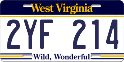 WV license plate 2YF214