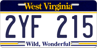WV license plate 2YF215