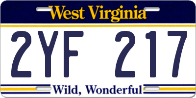 WV license plate 2YF217