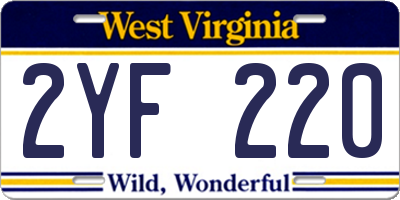 WV license plate 2YF220