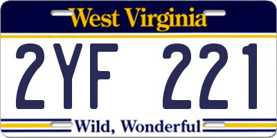 WV license plate 2YF221