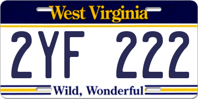 WV license plate 2YF222