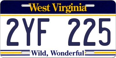 WV license plate 2YF225