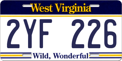 WV license plate 2YF226
