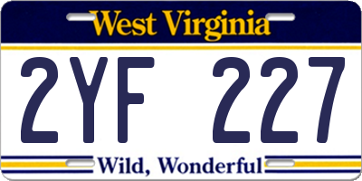 WV license plate 2YF227