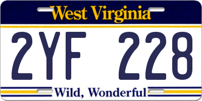 WV license plate 2YF228