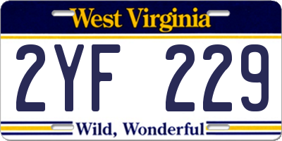 WV license plate 2YF229