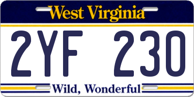 WV license plate 2YF230