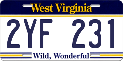 WV license plate 2YF231