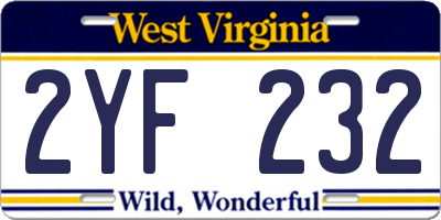 WV license plate 2YF232
