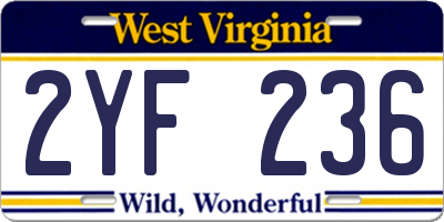 WV license plate 2YF236