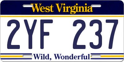 WV license plate 2YF237