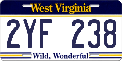 WV license plate 2YF238