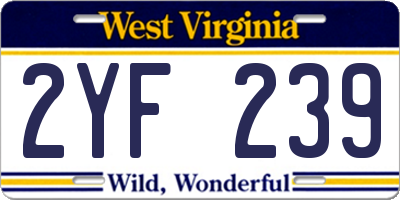 WV license plate 2YF239