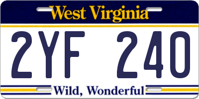 WV license plate 2YF240