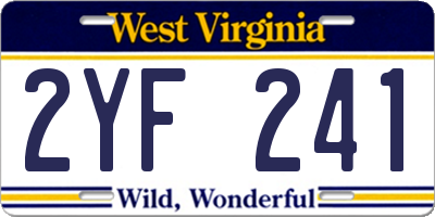 WV license plate 2YF241