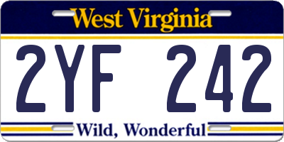 WV license plate 2YF242