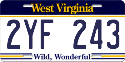 WV license plate 2YF243
