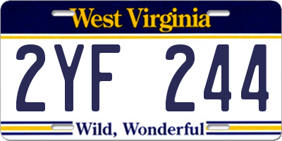 WV license plate 2YF244