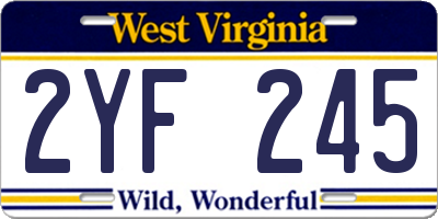 WV license plate 2YF245