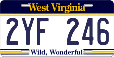 WV license plate 2YF246