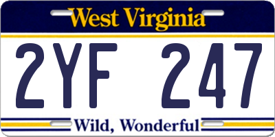 WV license plate 2YF247