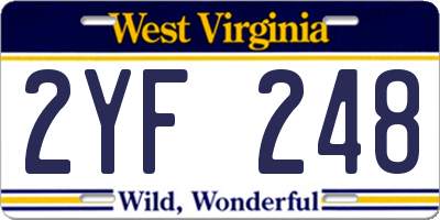WV license plate 2YF248