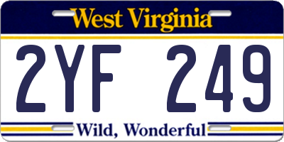 WV license plate 2YF249