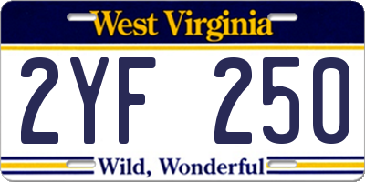 WV license plate 2YF250