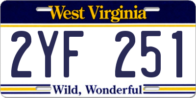 WV license plate 2YF251