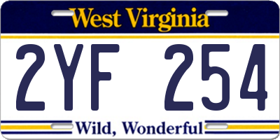 WV license plate 2YF254