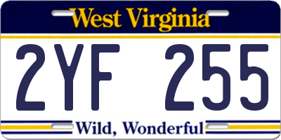 WV license plate 2YF255