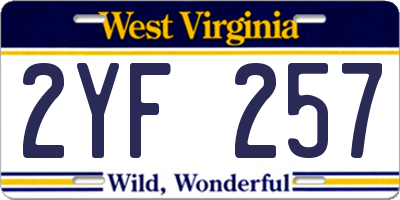 WV license plate 2YF257