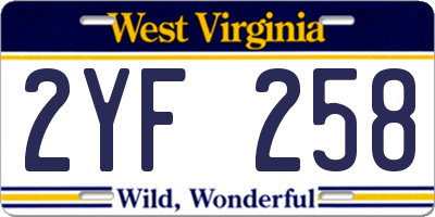 WV license plate 2YF258