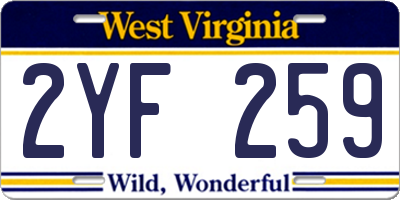 WV license plate 2YF259