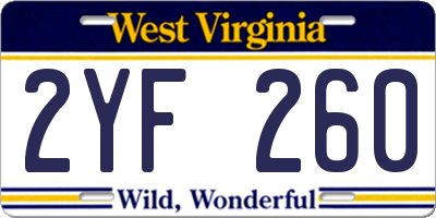 WV license plate 2YF260