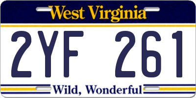 WV license plate 2YF261