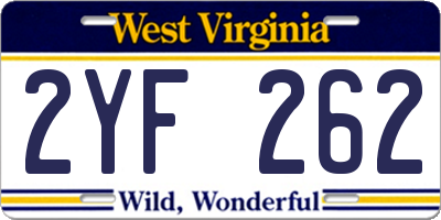 WV license plate 2YF262