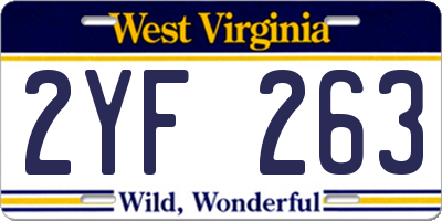 WV license plate 2YF263