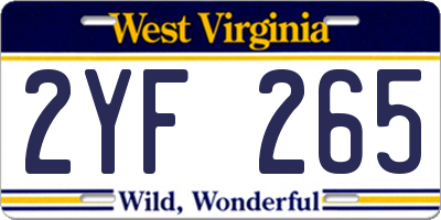 WV license plate 2YF265
