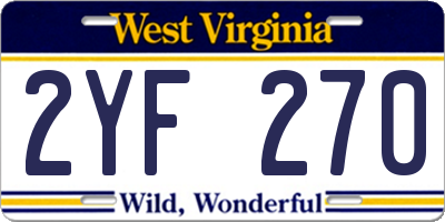WV license plate 2YF270