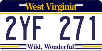 WV license plate 2YF271