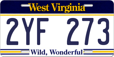 WV license plate 2YF273