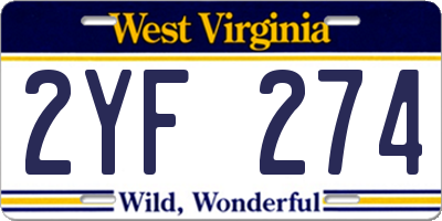 WV license plate 2YF274