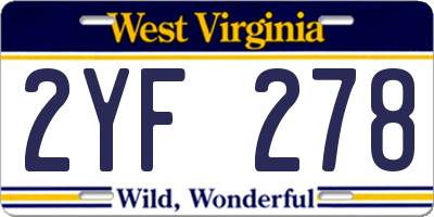 WV license plate 2YF278