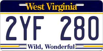 WV license plate 2YF280