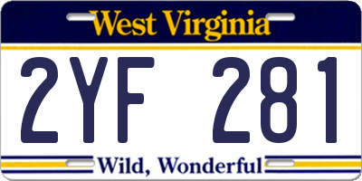 WV license plate 2YF281