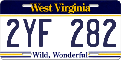 WV license plate 2YF282