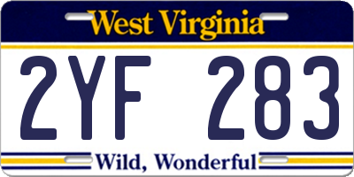 WV license plate 2YF283
