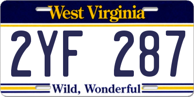 WV license plate 2YF287